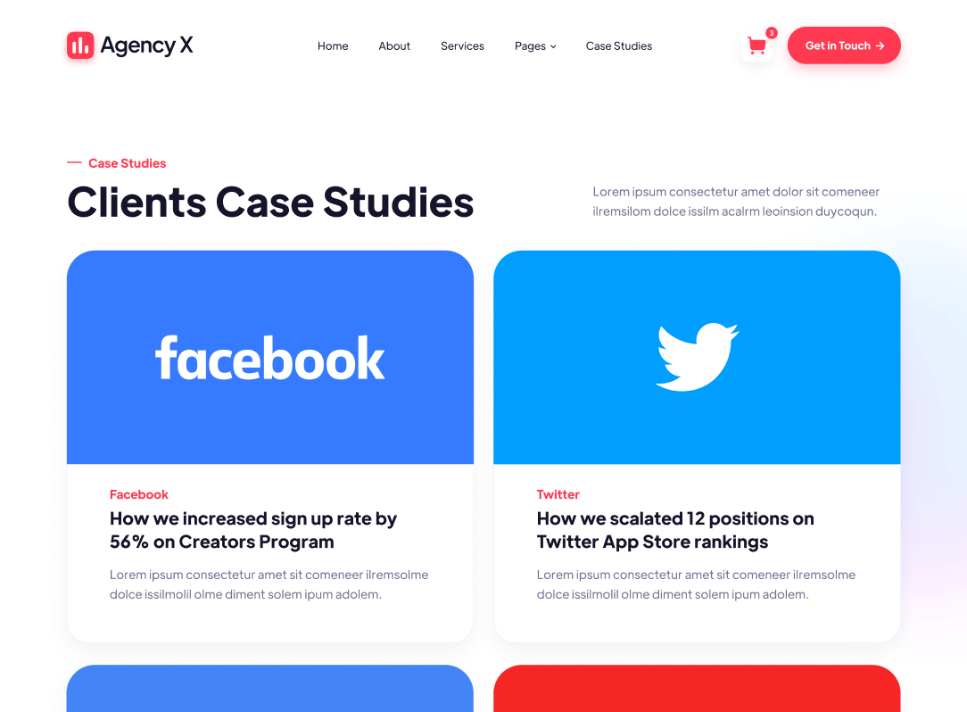 Case Studies - Agency X Webflow Template