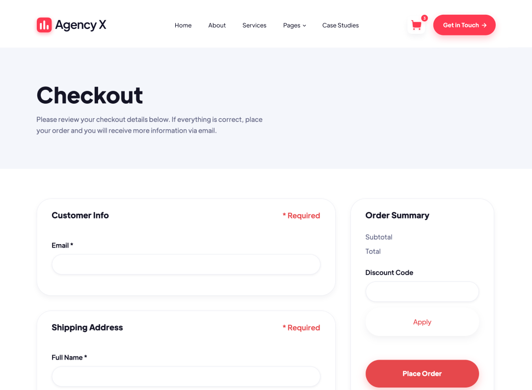 Checkout - Agency X Webflow Template