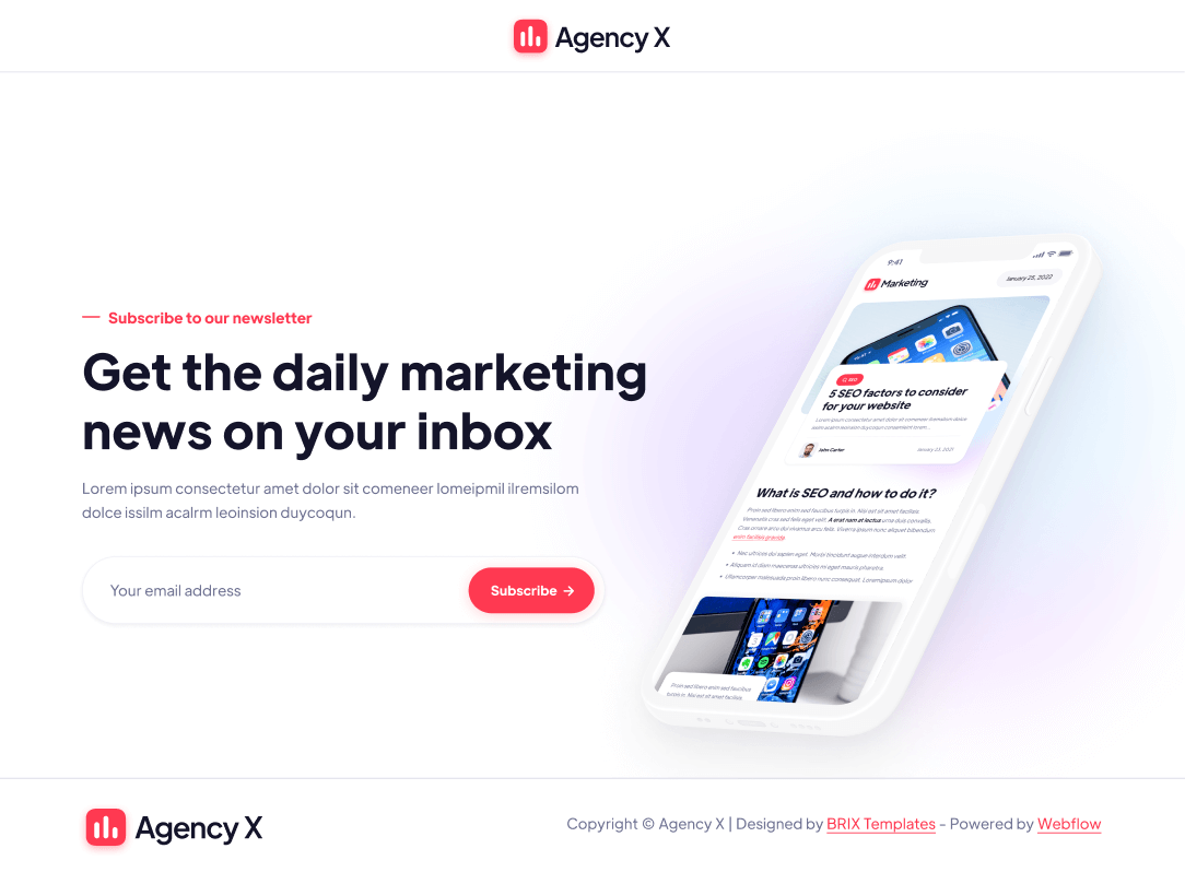 Newsletter - Agency X Webflow Template