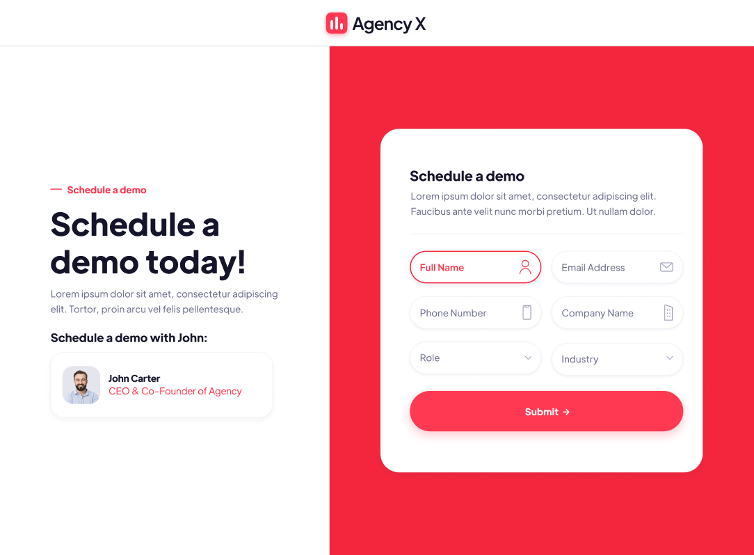 Schedule A Demo - Agency X Webflow Template