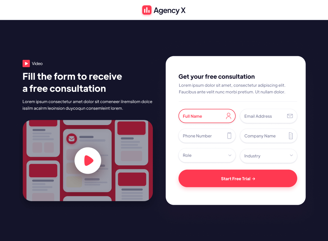 Video Form - Agency X Webflow Template